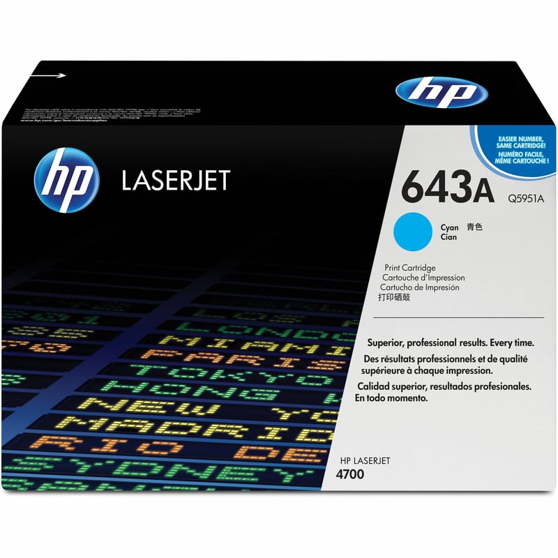 HP 643A (Q5951A) Original Standard Yield Laser Toner Cartridge - Single Pack - Cyan - 1 Each - Thumbnail 1
