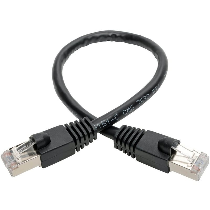 Eaton Tripp Lite Series Cat6a 10G Snagless Shielded STP Ethernet Cable (RJ45 M/M), PoE, Black, 1 ft. (0.31 m) - Thumbnail 2