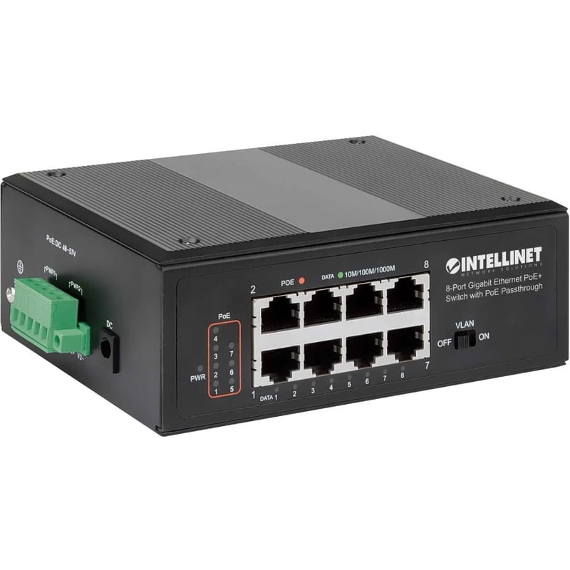 INTELLINET NETWORK SOLUTIONS 8-PORT GIGABIT ETHERNET POE+ SWITCH WITH POE PASSTH - Thumbnail 2
