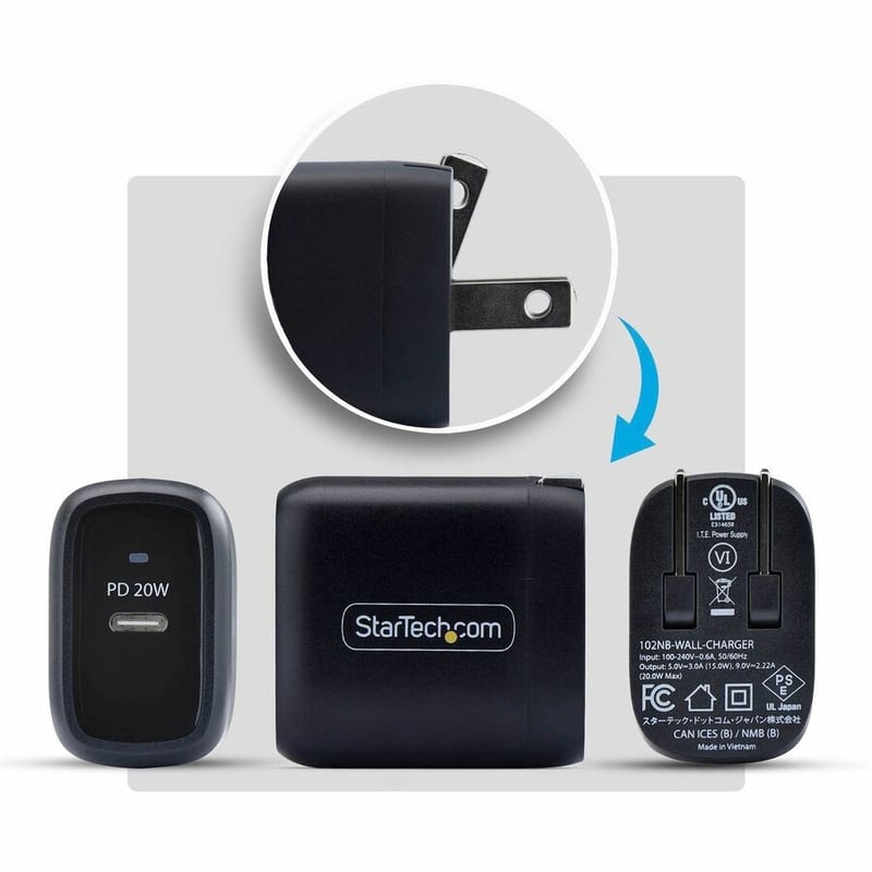 20W USBC WALL CHARGER PORTABLE CHARGER 5V/9V PD - Thumbnail 3
