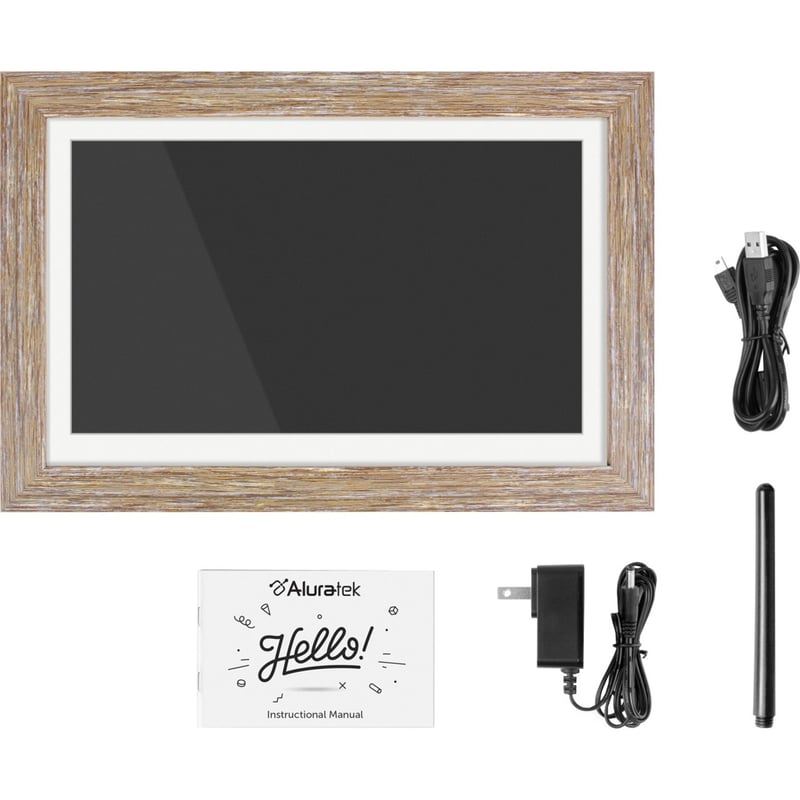 Aluratek 13.3" WiFi Touchscreen Distressed Wood Digital Photo Frame - Thumbnail 1