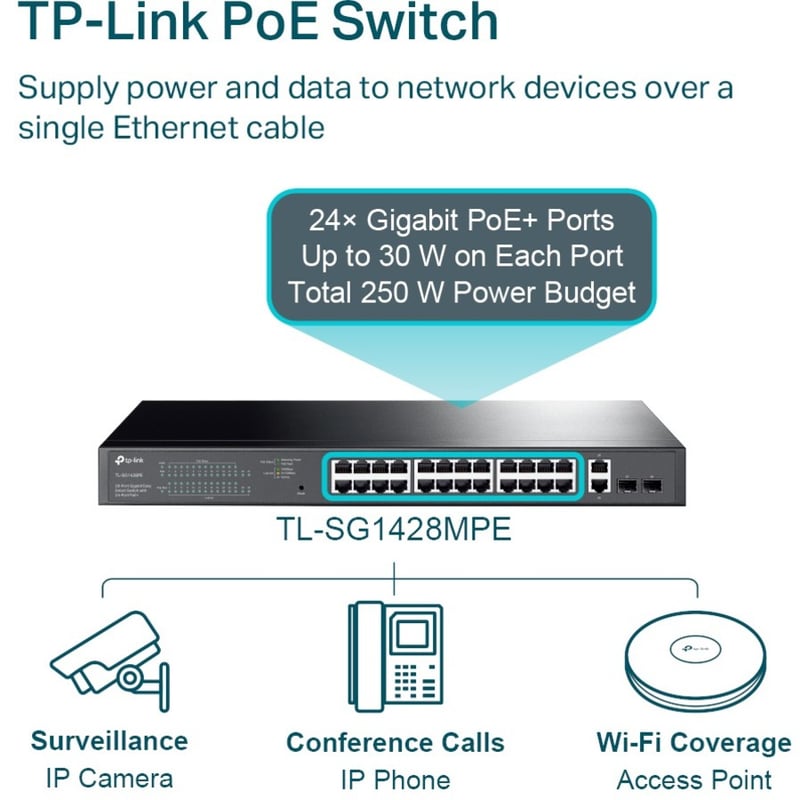 TP-Link TL-SG1428PE - 28-Port Gigabit Easy Smart Switch with 24-Port PoE+ - Thumbnail 5