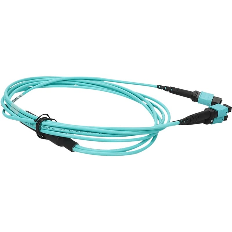AddOn 10m MPO/UPC to 2xMPO/UPC Aqua OM4 OFNR (Riser-Rated) 24-Strand Fiber Fanout Cable - Thumbnail 5