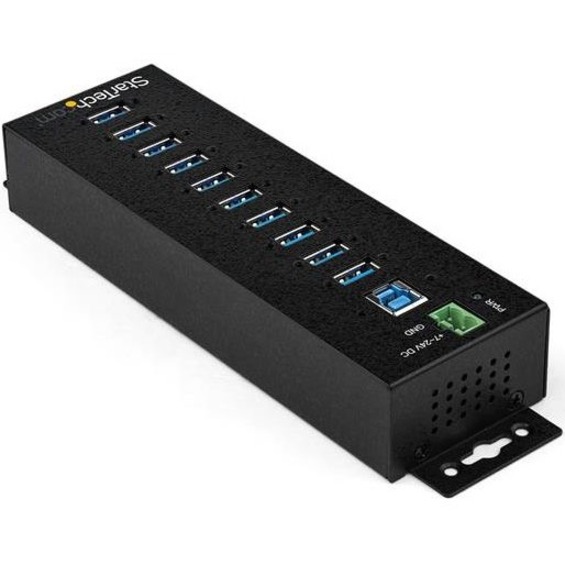 StarTech.com 10 Port USB Hub w/ Power Adapter - Metal Industrial USB 3.0 Data Hub - Din Rail, Wall & Desk Mount USB 3.2 Gen 1 5Gbps Hub - Thumbnail 3