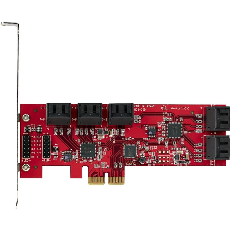 StarTech.com SATA PCIe Card, 10 Port PCIe SATA Expansion Card, 6Gbps SATA Adapter, Stacked SATA Connectors, PCI Express to SATA Converter