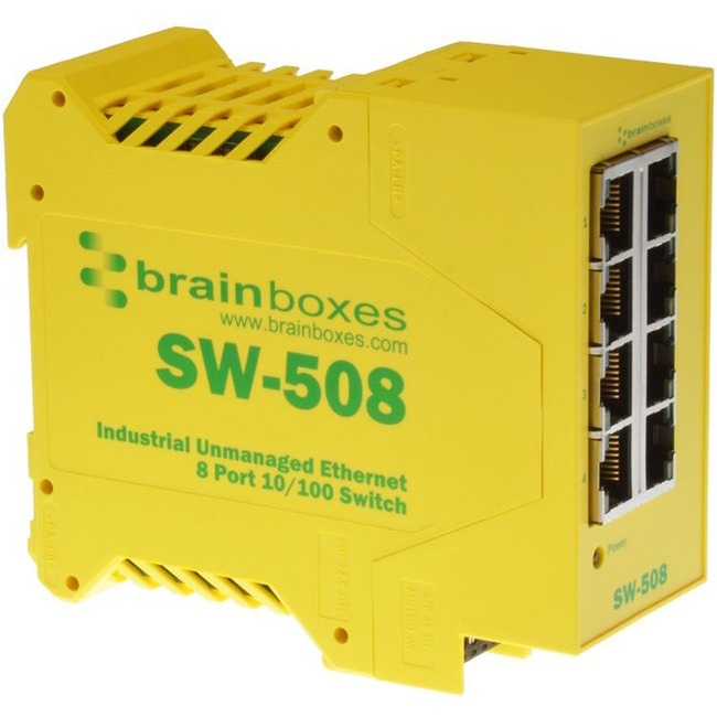 Brainboxes Industrial Ethernet 8 Port Switch DIN Rail Mountable - Thumbnail 1