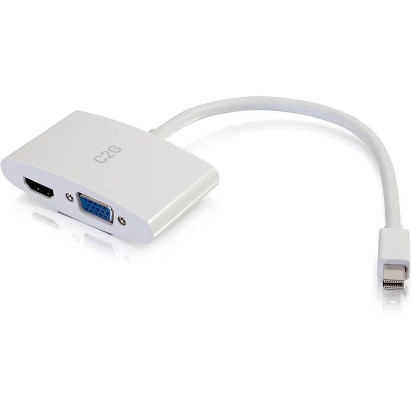 C2G 8in Mini DisplayPort to 4K HDMI or VGA Adapter - White - Thumbnail 1
