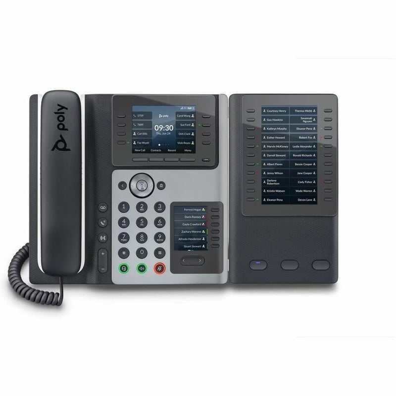 Poly Edge E450 IP Phone - Corded - Corded/Cordless - Wi-Fi, Bluetooth - Desktop - Black - Thumbnail 3