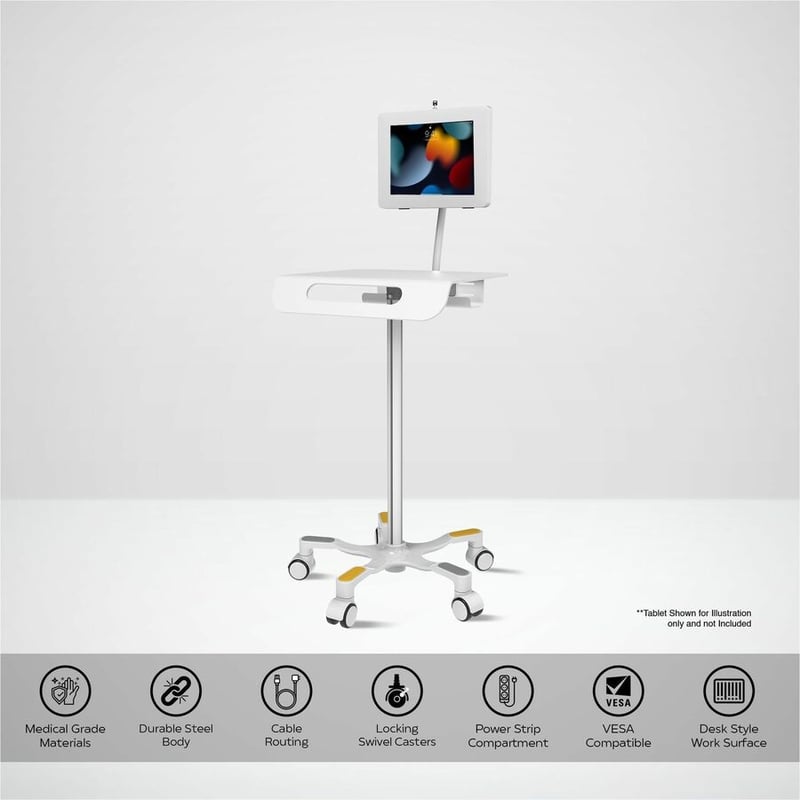 CTA Digital Medical Grade Anti-Microbial VESA Floor Stand with Universal Security Enclosure - Thumbnail 2