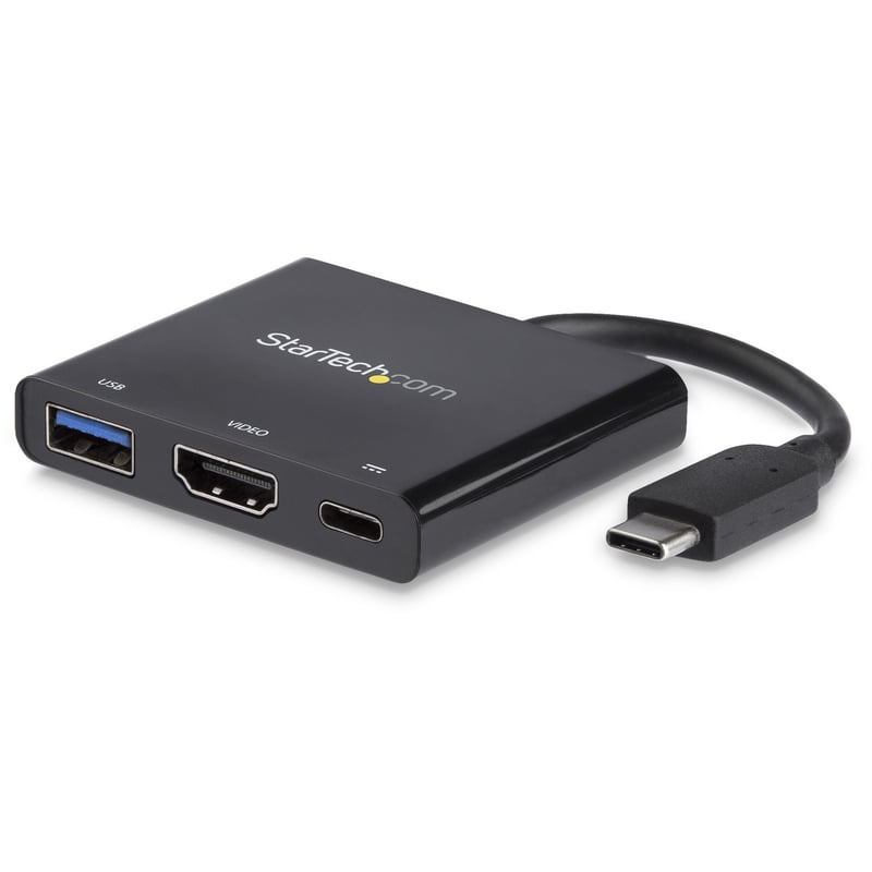 StarTech.com USB C Multiport Adapter with HDMI 4K & 1x USB 3.0 - PD - Mac & Windows - USB Type C All in One Video Adapter - Thumbnail 1