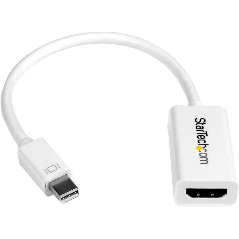 StarTech.com Mini DisplayPort to HDMI Adapter, Active Mini DP to HDMI Video Converter for Monitor/Display, 4K 30Hz, mDP to HDMI Adapter, White - Thumbnail 1