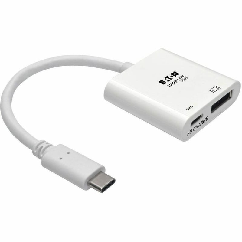Tripp Lite by Eaton USB-C to DisplayPort Active Adapter Cable with Equalizer (M/F) UHD 8K HDR 60W PD Charging White 6 in. (15.2 cm) - Thumbnail 1