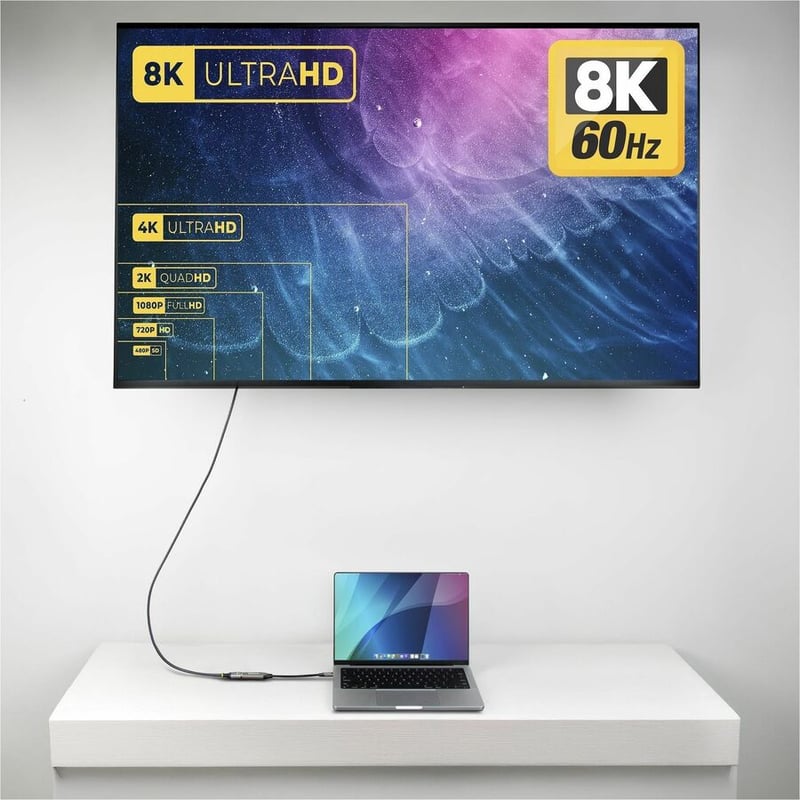 USB-C TO HDMI ADAPTER 8K 60HZ THUNDERBOLT / USB4 COMPATIBLE - Thumbnail 4