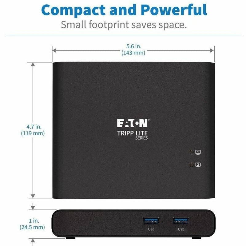 Tripp Lite by Eaton 2-Port USB-C KVM Dock - 4K HDMI USB 3.2 Gen 1 USB-A Hub Remote Selector 85W PD Charging Black - Thumbnail 5
