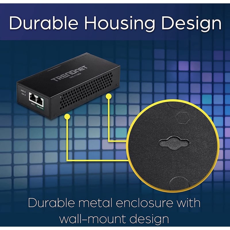 TRENDnet Gigabit PoE++ Injector, Convert A Non-PoE Port to A PoE++ Gigabit Port, PoE (15.4W), PoE+ (30W), Or PoE++ (95W), Up to 100m (328 ft), Integrated Power Supply, Black, TPE-119GI - Thumbnail 5