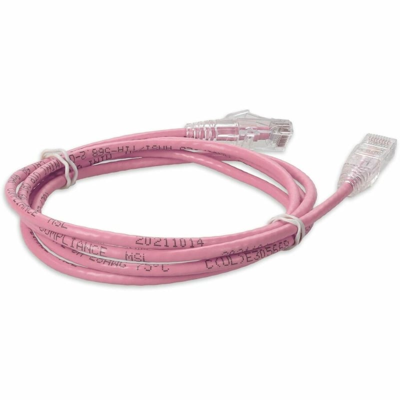 AddOn 1ft Pink CAT 6A Slim PVC Ethernet Cable Snagless Clear-Claw RJ-45 M/M - Thumbnail 5