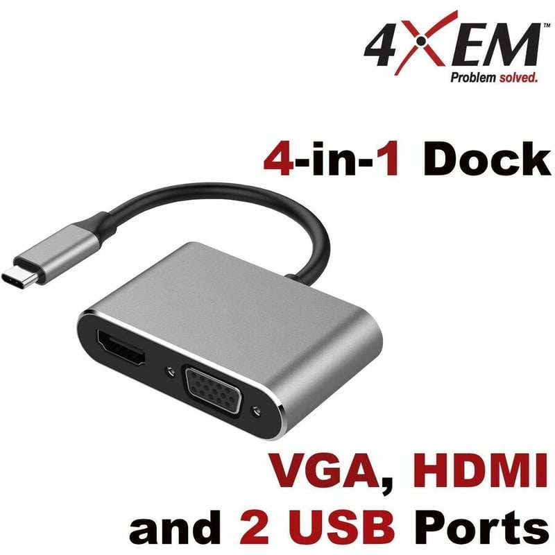 4XEM's 4-in-1 HDMI, VGA, Power Delivery USB-C Dock - Thumbnail 2