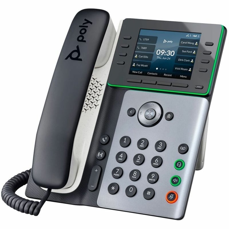 Poly Edge E300 IP Phone - Corded - Corded - Desktop, Wall Mountable - Black - Thumbnail 2