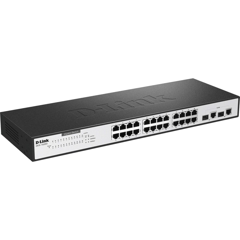 D-Link DES-1026G 24-Port 10/100 Unmanaged Rackmount Switch with 2 Gigabit Copper/SFP Ports - Thumbnail 1
