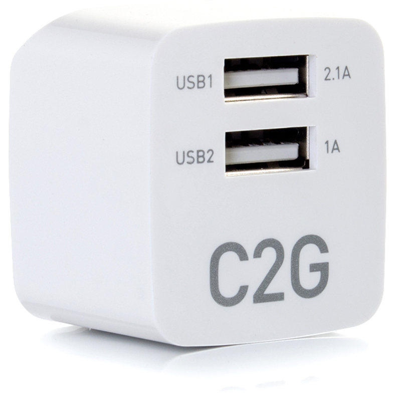 C2G 2-Port USB Wall Charger - AC to USB Adapter - 5V 2.1A Output - Thumbnail 4