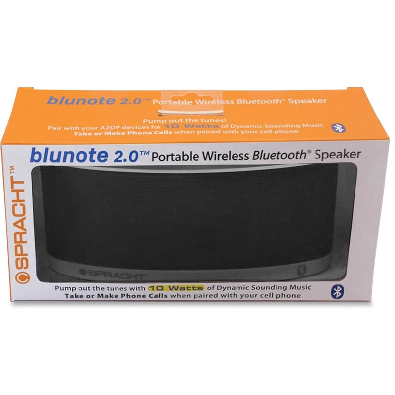 Spracht Blunote2.0 Portable Bluetooth Speaker System - 10 W RMS - Black - Thumbnail 3