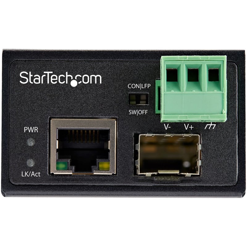 StarTech.com Industrial Fiber to Ethernet Media Converter - 100Mbps SFP to RJ45/CAT6 SM/MM - Fiber to Copper Network - IP-30 12V Input - Thumbnail 3
