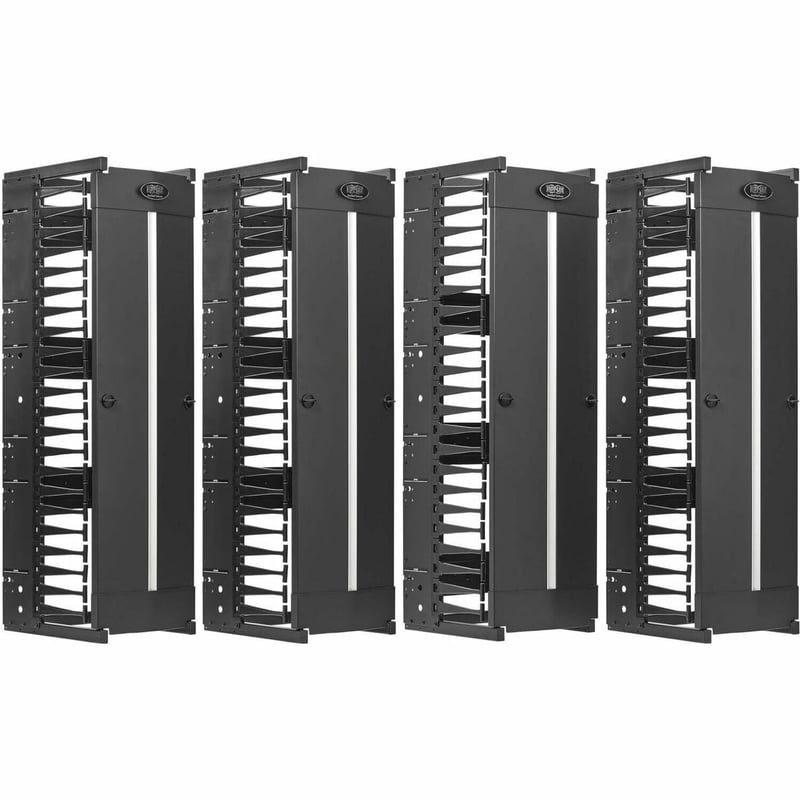 Tripp Lite High-Capacity Vertical Cable Manager - Deep Double Finger Duct with Cover - Double Sided - 12 in. Wide - Black - 7 ft. (2.2 m) - Thumbnail 1