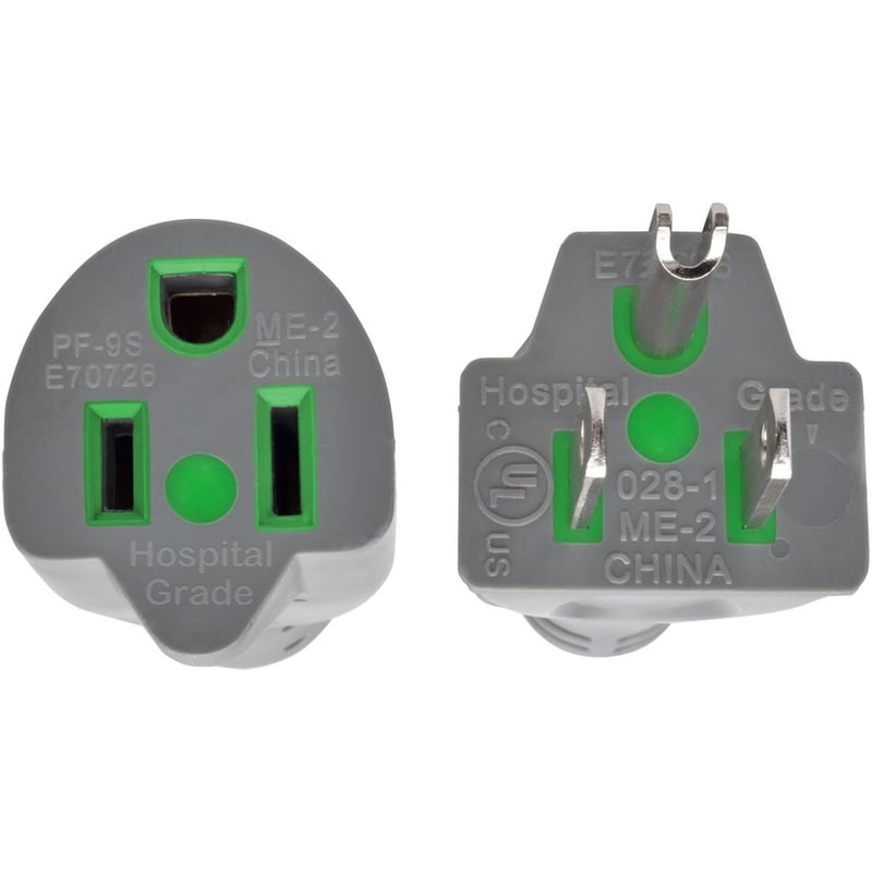 Eaton Tripp Lite Series Hospital-Grade Extension Cord, NEMA 5-15P to NEMA 5-15R - Green Dot, 15A, 125V, 14 AWG, 15 ft. (4.57 m), Gray - Thumbnail 2