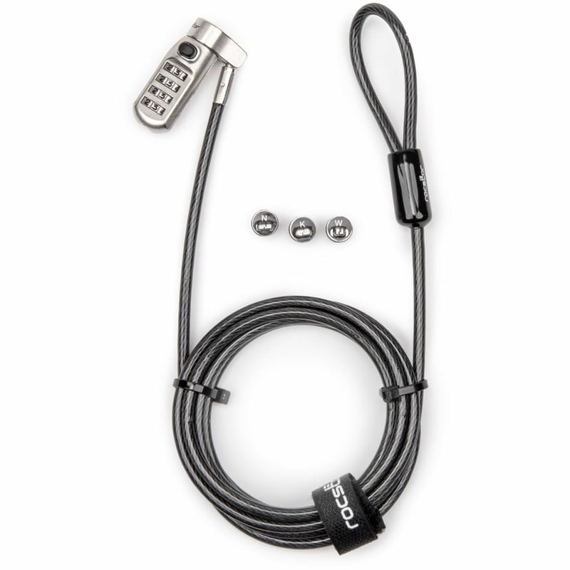 Rocstor Universal 3-in-1 Combination Laptop Lock with K-Slot, Nano and Noble Wedge slots - Thumbnail 1