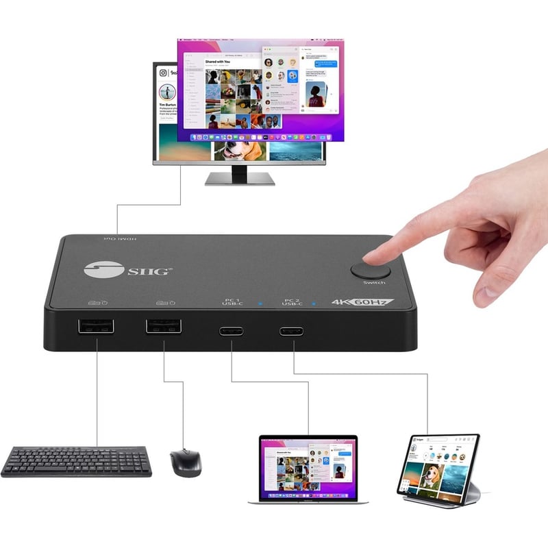 SIIG 2x1 USB-C 4K Video KVM Switch - Thumbnail 4
