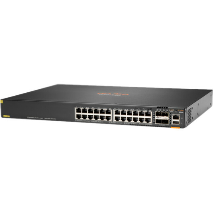 HPE 6300F 24-port 1GbE Class 4 PoE and 4-port SFP56 Switch - Thumbnail 2