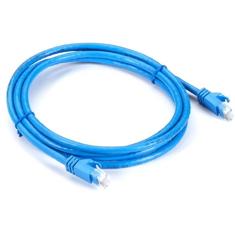 Black Box CAT6A 500-MHz STR Patch Cable Slim Molded Snagless Boot - UTP, CM PVC, Blue, 7FT - Thumbnail 2