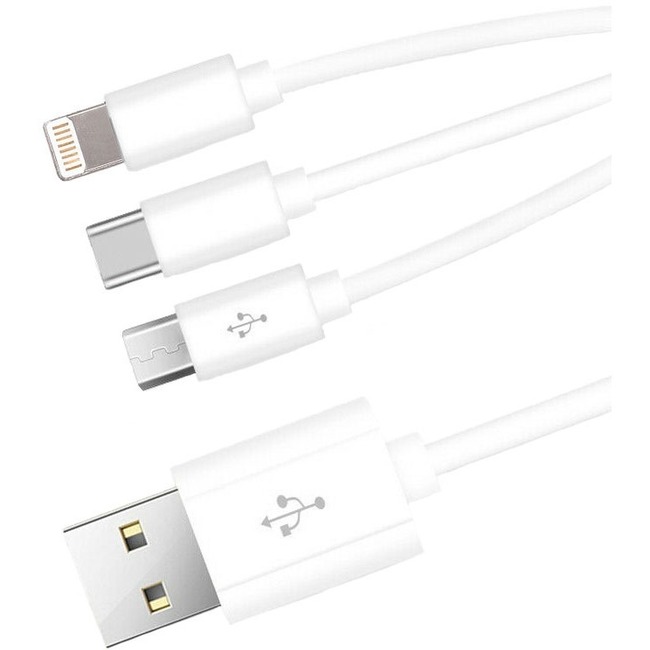4XEM USB To Lightning Micro USB and USB Type C Cable For iPhone/iPod/iPad/Galaxy - Thumbnail 1