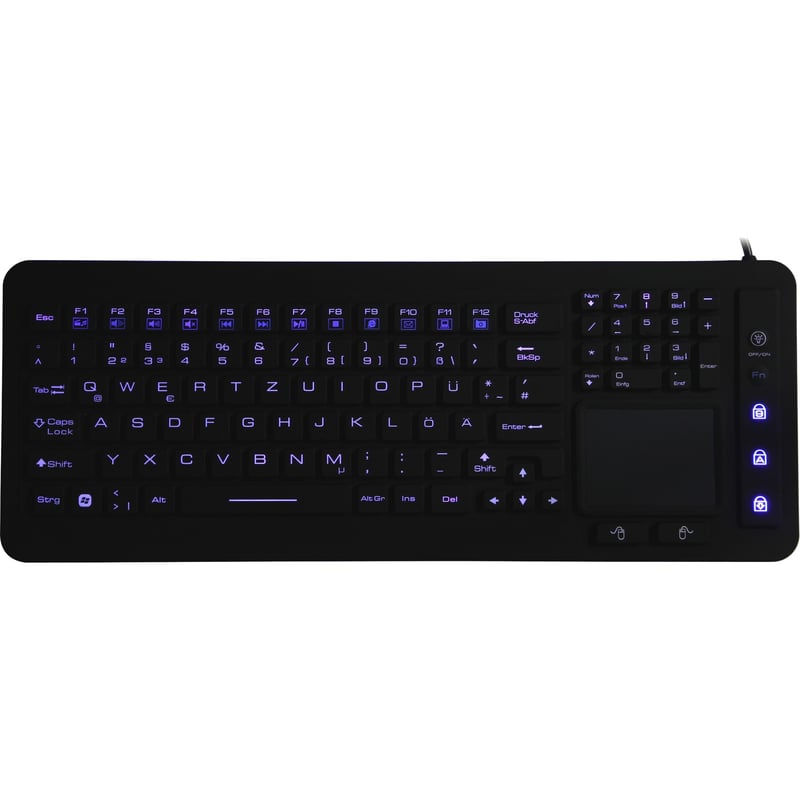 DSI WATERPROOF IP68 FULL SIZE LED BACKLIT KEYBOARD WITH TOUCHPAD - Thumbnail 1