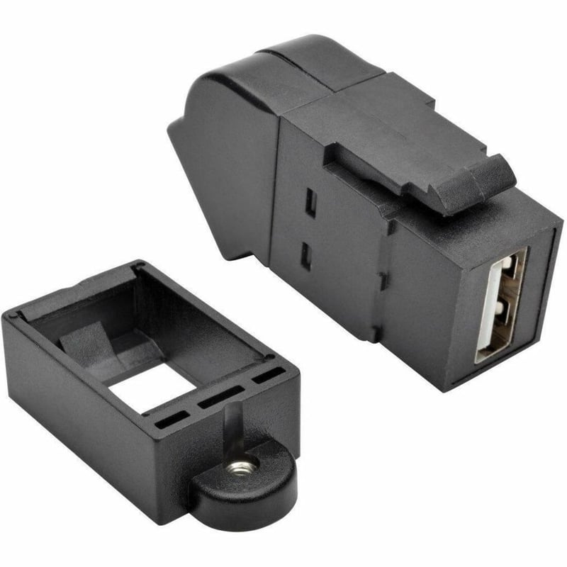 Tripp Lite by Eaton USB 2.0 All-in-One Keystone/Panel Mount Angled Coupler (F/F) Black - Thumbnail 1