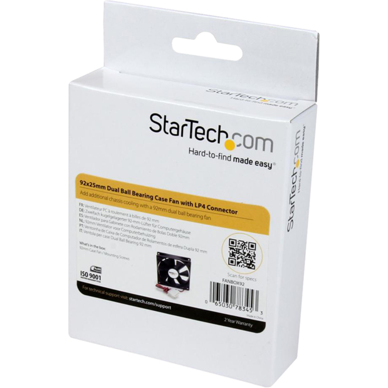 StarTech.com 92x25mm Dual Ball Bearing Computer Case Fan w/ LP4 Connector - 2200 rpm - Plastic Fan Enclosure - Thumbnail 4