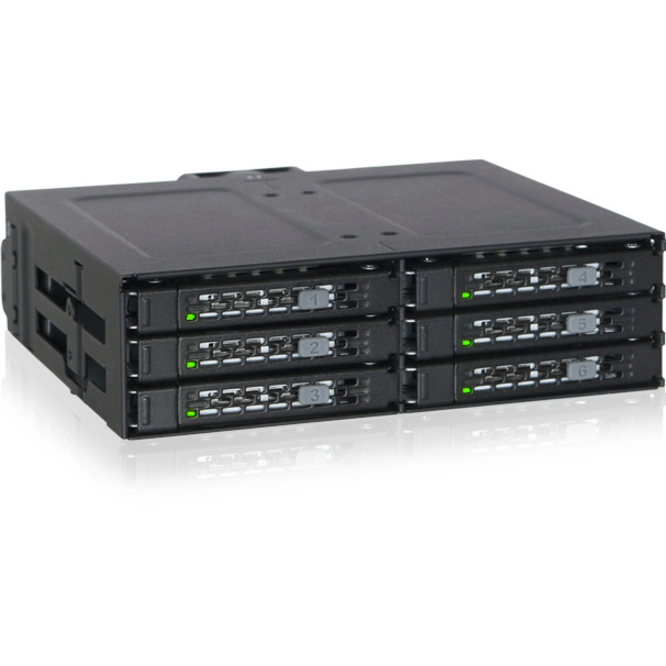 Icy Dock ToughArmor MB608SP-B Drive Enclosure for 5.25" - Serial ATA/600 Host Interface Internal - Black