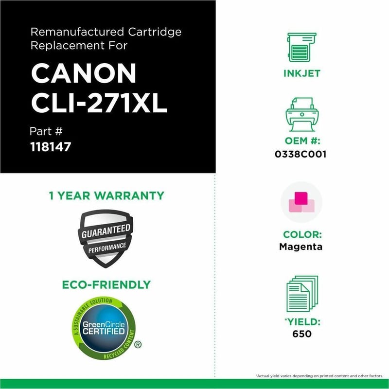 Clover Imaging Remanufactured High Yield Magenta Ink Cartridge for Canon CLI-271XL (0338C001) - Thumbnail 3