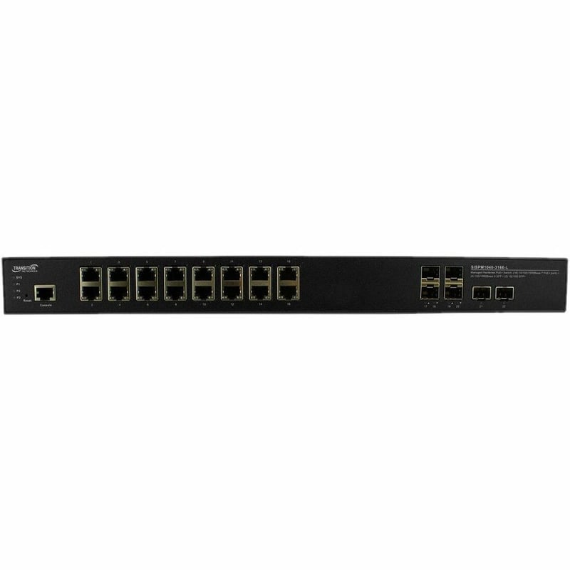 Transition Networks Managed Hardened Gigabit Ethernet PoE+ Rack Mountable Switch - Thumbnail 1