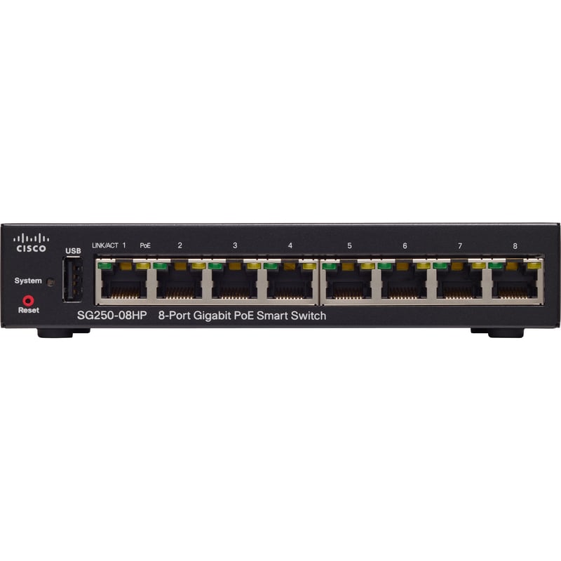 Cisco SG250-08HP 8-Port Gigabit PoE Smart Switch - Thumbnail 1
