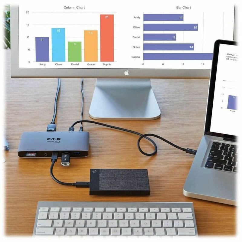 Eaton Tripp Lite Series Thunderbolt 3 Dock with USB-C Compatibility, Dual Display - 8K DisplayPort, USB 3.2 Gen 2 10G, USB-A/USB-C Hub, GbE, International Plug Adapters - Thumbnail 2