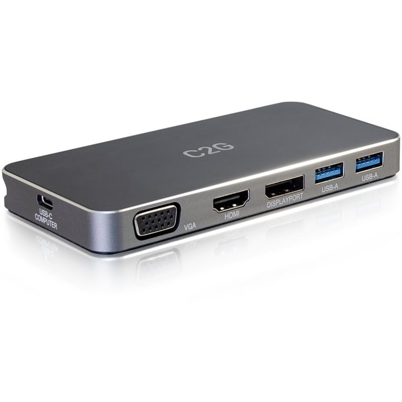 C2G USB C Docking Station - Dual Monitor Docking Station with 4K HDMI, DP, and VGA - Power Delivery up to 100W - Thumbnail 1