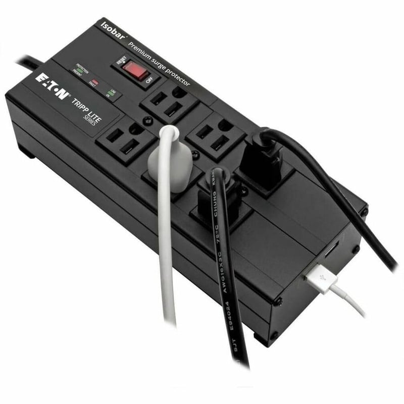 Tripp Lite by Eaton Isobar 6-Outlet Surge Protector 10 ft. (3.05 m) Cord Right-Angle Plug 3840 Joules 2 USB Ports Metal Housing - Thumbnail 4