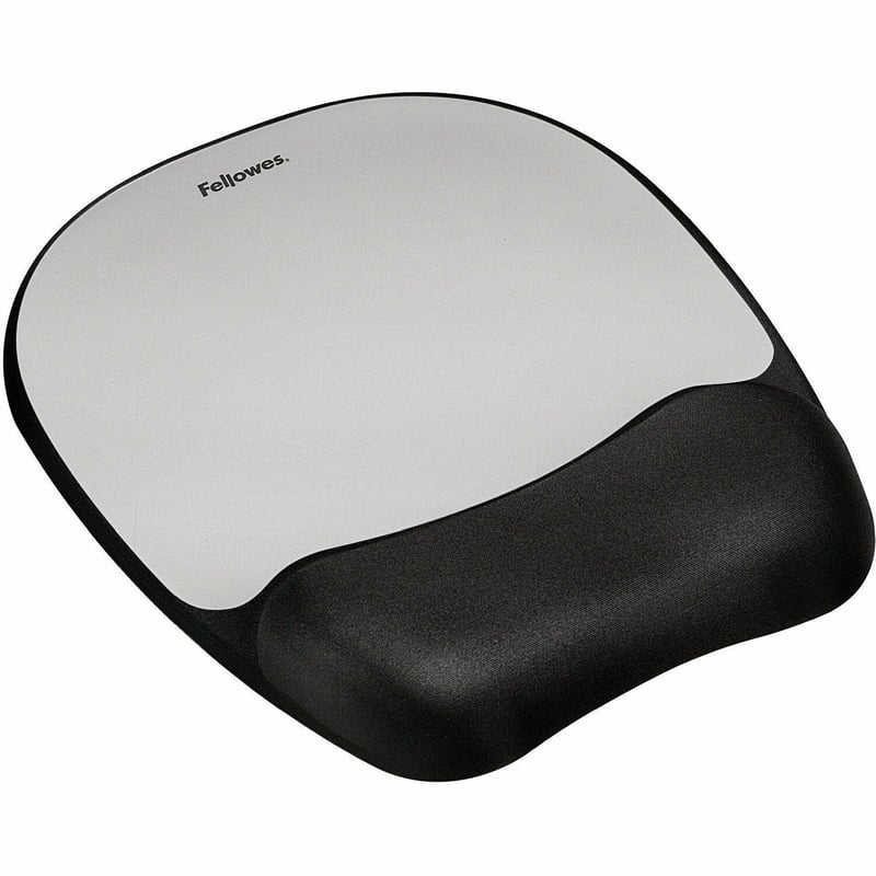 Fellowes Memory foam Mouse Pad/Wrist Rest- Silver Streak - Thumbnail 1