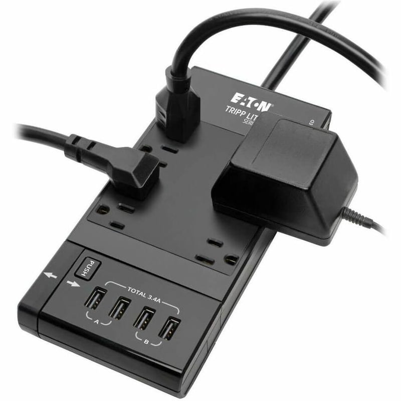 Tripp Lite by Eaton Safe-IT 6-Outlet Surge Protector Retractable USB Charger 5-15R Outlets 4 USB Charging Ports 8 ft. (2.4 m) Cord Antimicrobial Protection - Thumbnail 5