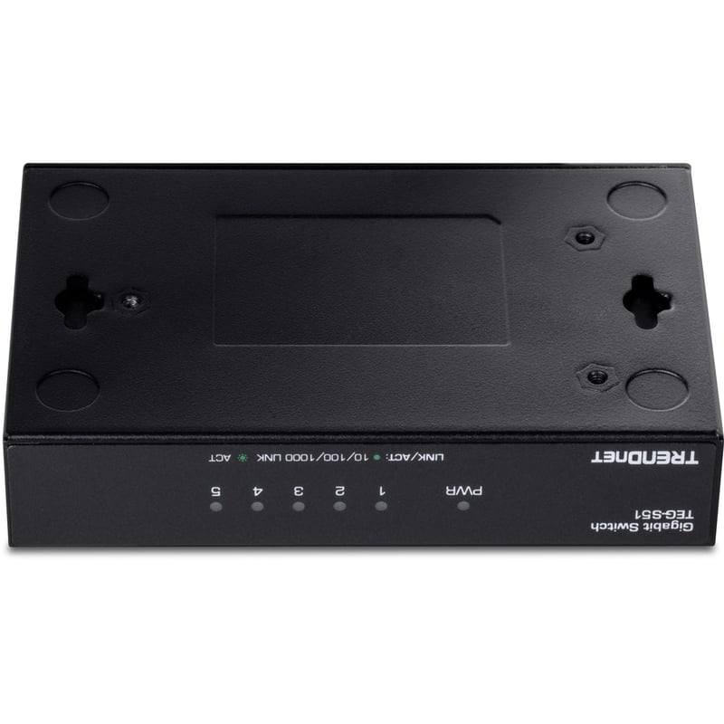 TRENDnet 5-Port Gigabit Desktop Switch, TEG-S51, 5 x Gigabit RJ-45 Ports, 10Gbps Switching Capacity, Fanless Design, Metal Enclosure, Lifetime Protection, Black - Thumbnail 3