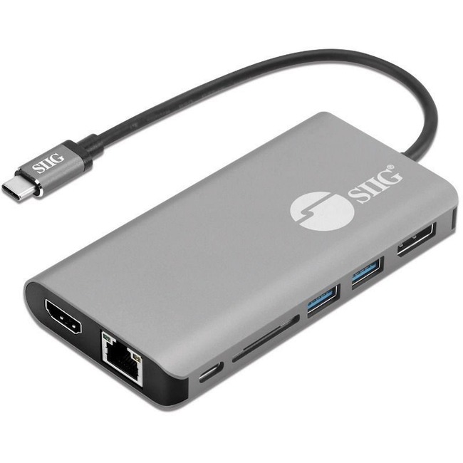 SIIG USB-C MST Video with Hub, LAN and PD 3.0 Docking - 7-in-1 MST Docking Station with 100W PD - MacOS for DP or HDMI Video - Thumbnail 1