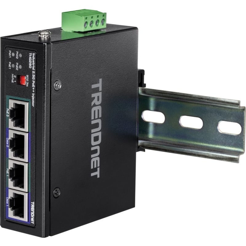 TRENDnet 95W 2-Port Industrial 2.5G PoE++ Injector, Supports PoE IEEE 802.3af, PoE+ IEEE 802.3at, And PoE++ IEEE 802.3bt, Not Compatible With Passive PoE Devices, Black, TI-IG290 - Thumbnail 4