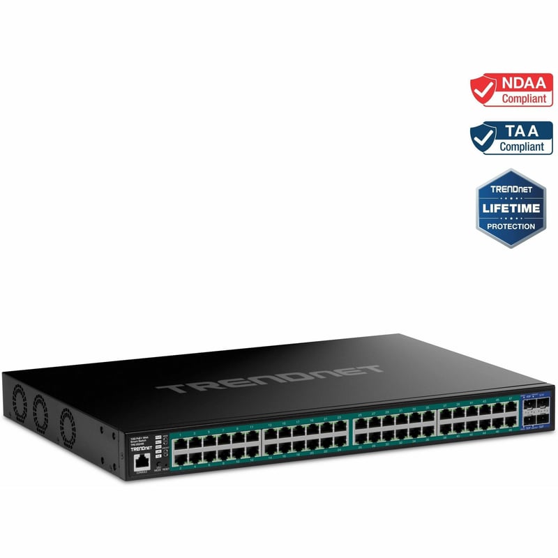 TRENDnet 52-Port Gigabit Web Smart PoE+ Switch with 10G SFP+ Slots - Thumbnail 1