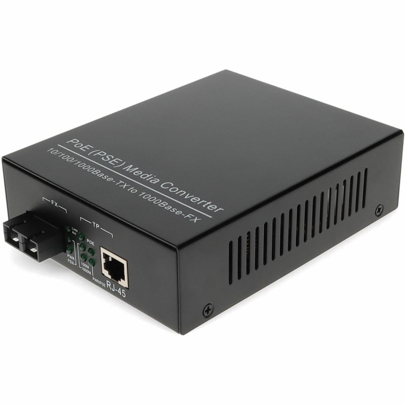 AddOn 10/100/1000Base-TX(RJ-45) to 1000Base-MX(SC) MMF 1310nm 2km IEEE802.3at/48V/1.0A/50W POE Media Converter - Thumbnail 1
